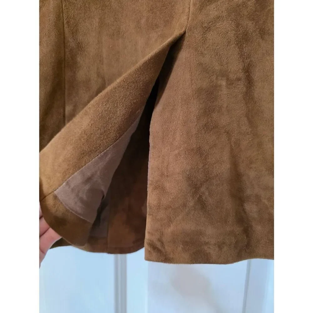 Vintage Polo Ralph Lauren Kids Size 10 Brown Lamb Suede Jacket Made in Italy